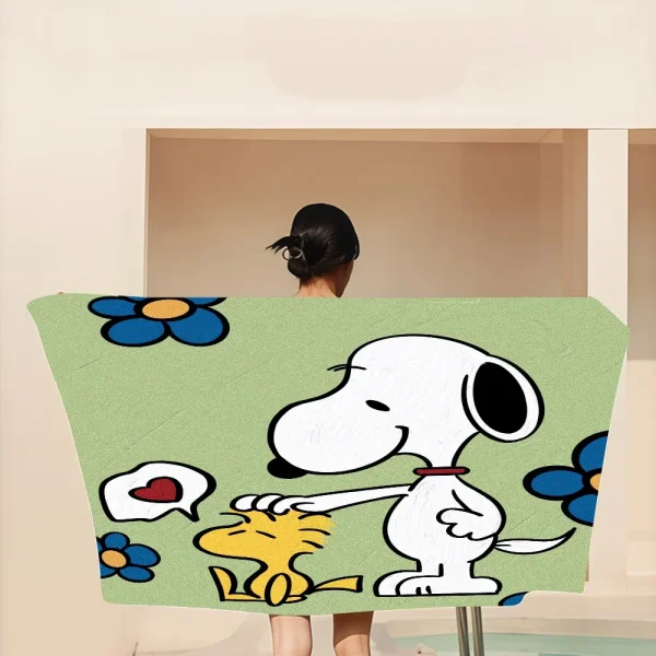 BANDAI Snoopy Microfiber Blanket Quick Drying Beach Towels Oversized Printing Super Absorbent Pool Towel Blanket 6
