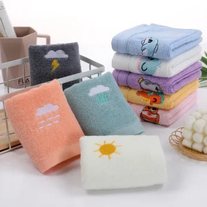 Children Towels Baby Face Towel Soft Embroidered Absorbent Cotton Bath Towels for Newborn Kids Handkerchief Shower Stuff 25*45cm 1