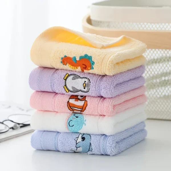 Children Towels Baby Face Towel Soft Embroidered Absorbent Cotton Bath Towels for Newborn Kids Handkerchief Shower Stuff 25*45cm 2
