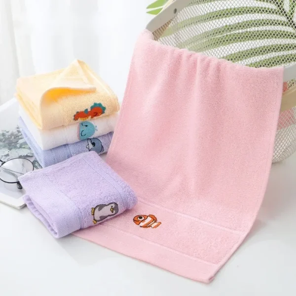 Children Towels Baby Face Towel Soft Embroidered Absorbent Cotton Bath Towels for Newborn Kids Handkerchief Shower Stuff 25*45cm 4