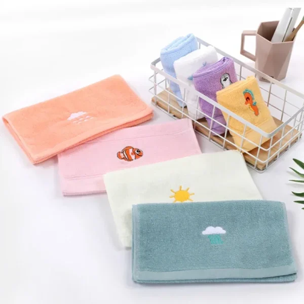 Children Towels Baby Face Towel Soft Embroidered Absorbent Cotton Bath Towels for Newborn Kids Handkerchief Shower Stuff 25*45cm 6