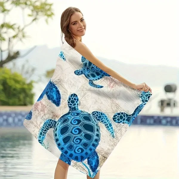 1 x Vintage Sea Turtle Pattern Oversized Adult Beach Towel - Quick Drying and Lightweight for Travel Swimming Camping and Seasid 4