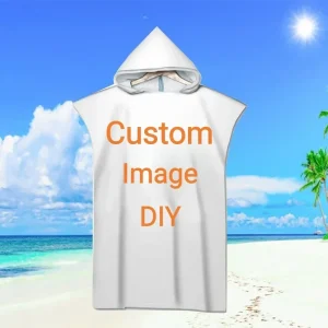 Customized Photo Logo Cape Hooded Bath Towel Robe Poncho Swimming Beach Towel Surf Man Lady Fast Quick Dry Bathrobe Beachwear 1