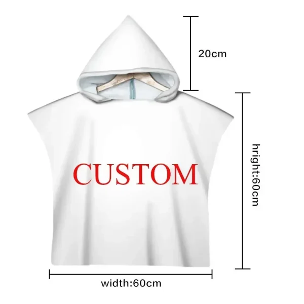 Customized Photo Logo Cape Hooded Bath Towel Robe Poncho Swimming Beach Towel Surf Man Lady Fast Quick Dry Bathrobe Beachwear 3