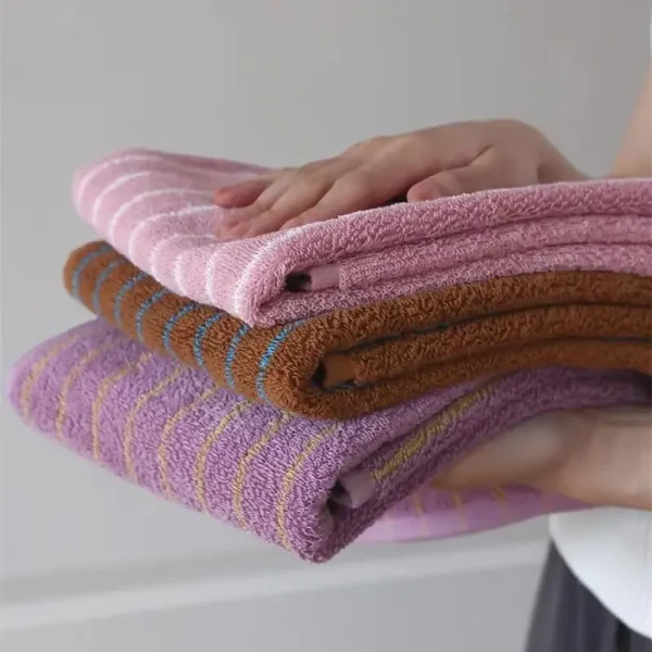 Retro Striped Cotton Towel Skin-Friendly Face Towel 70*140cm Bath Towels Soft Absorbent Face Towel Kitchen Towel 1