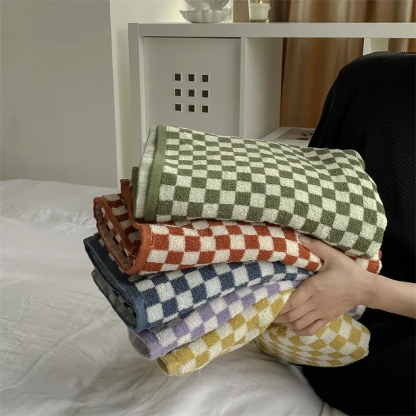 Retro Striped Cotton Towel Skin-Friendly Face Towel 70*140cm Bath Towels Soft Absorbent Face Towel Kitchen Towel 5