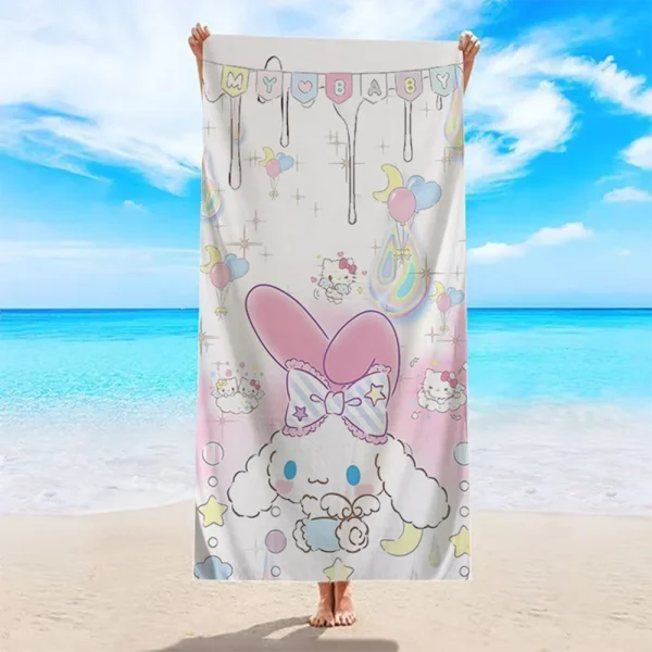 Cute Kitty-Patterned Beach Towel by PoolMicrofiber terry bath towels for yoga, travel, swimming, fitness and camping 1