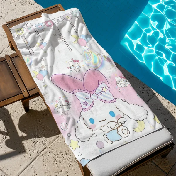 Cute Kitty-Patterned Beach Towel by PoolMicrofiber terry bath towels for yoga, travel, swimming, fitness and camping 2