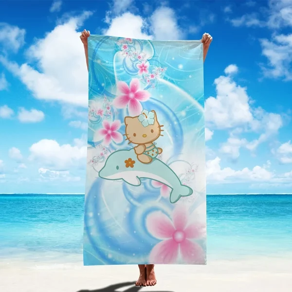 1pc Sanrio hello kitty super soft beach towel with cute cartoon print kawaii anime design Christmas decoration birthday gift 5
