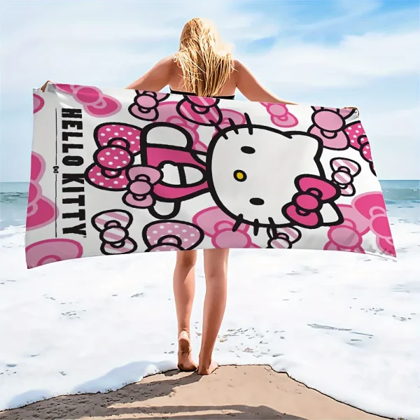 Hello Kitty Heart Beach Towel, Cute StyleMicrofiber terry bath towels for yoga, travel, swimming, fitness and camping 2