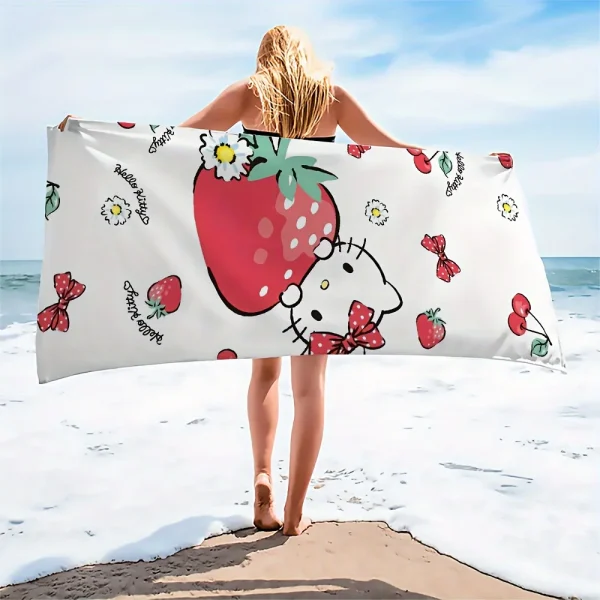 Hello Kitty Heart Beach Towel, Cute StyleMicrofiber terry bath towels for yoga, travel, swimming, fitness and camping 3