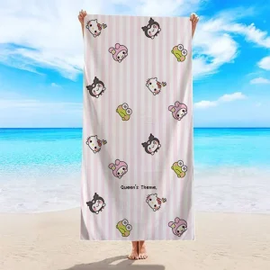 Hello Kitty-themed Beach Towel by PoolMicrofiber terry bath towels for yoga, travel, swimming, fitness and camping 1