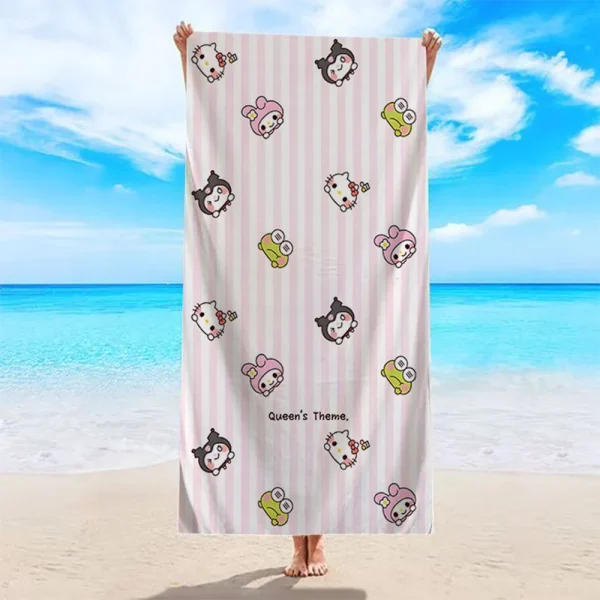 Hello Kitty-themed Beach Towel by PoolMicrofiber terry bath towels for yoga, travel, swimming, fitness and camping 1