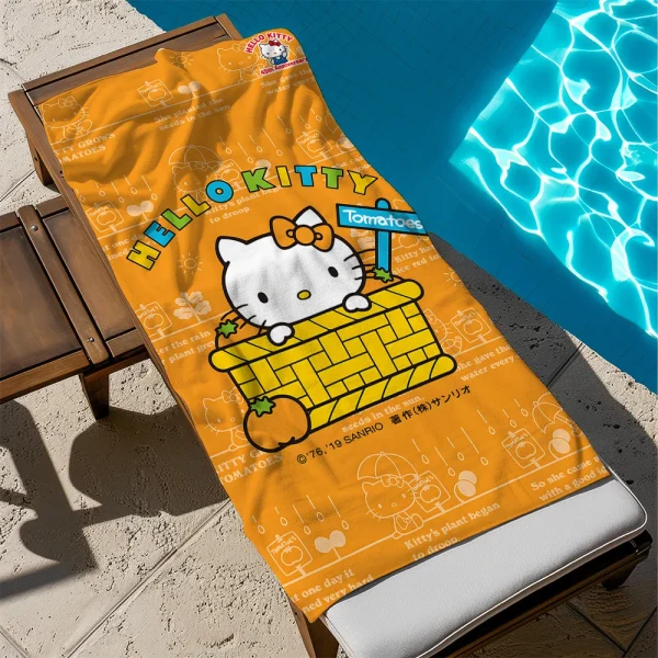 Hello Kitty Beach Towel by the PoolMicrofiber terry bath towels for yoga, travel, swimming, fitness and camping 2