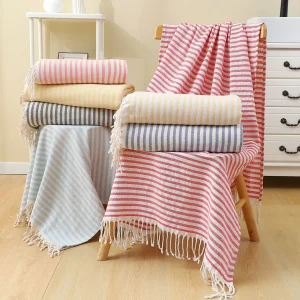 100x180CM Cotton Turkish Beach Towel Sauna Spa Gym Sports Fitness Fringed Bath Towel Shawl Scarf Sang Travel Blanket 1