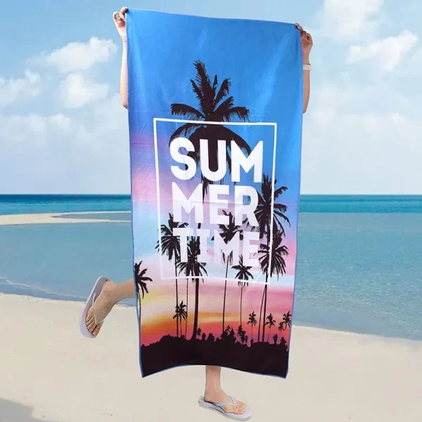 Beach Towel Summer Time And Palm Trees Printed Pattern Sun Protection Windproof Suitable For Swimming Pool Camping Travel 1