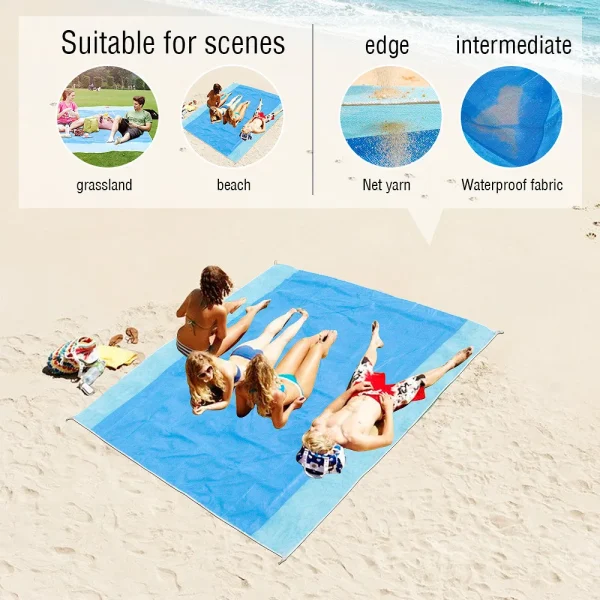 Sand Free Beach Towel Portable Blue beach Towels Anti-slip Sand Mats Polyester Outdoor Towel for Beach support drop ship 2