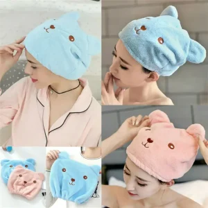 Microfiber Dry Hair Towel Latest Cute Bear Women and Child After Shower Hair Drying Hat Absorption Turban Towels Bathing Tools 1