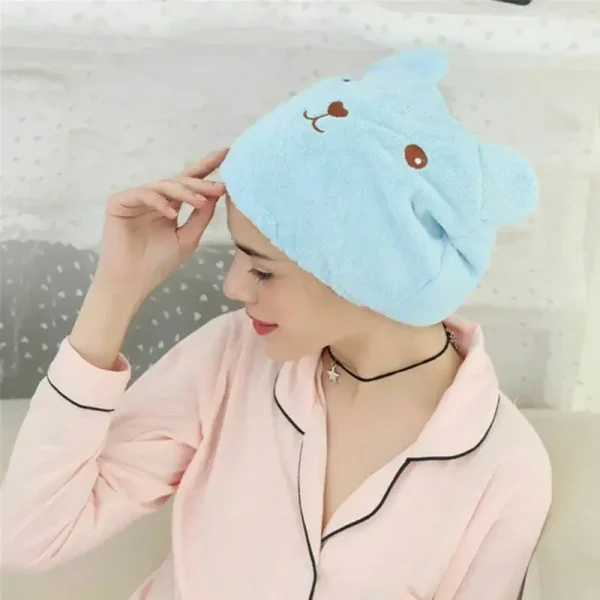 Microfiber Dry Hair Towel Latest Cute Bear Women and Child After Shower Hair Drying Hat Absorption Turban Towels Bathing Tools 3