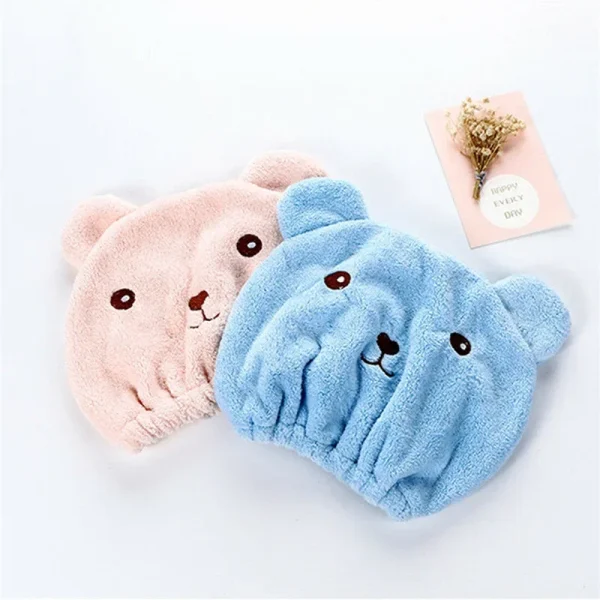 Microfiber Dry Hair Towel Latest Cute Bear Women and Child After Shower Hair Drying Hat Absorption Turban Towels Bathing Tools 6