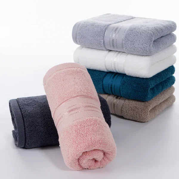 1pc Face Hair Towel 100%Cotton Soft Absorbent Solid Blue Grey Towels Toalla For Kids Adults Home Hotel Bathroom Textile 34*75cm 2