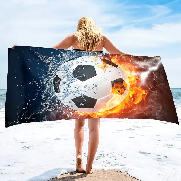 Soccer Beach Towel,Beach Towels for Men Boys,Football Towel Boys Sport Towel, Personalized   Pool Beach,Towel  Teen 1