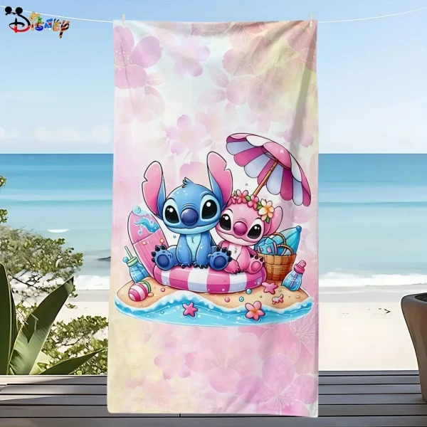 Lilo & Stitch Beach Towel: Adorable Duo on Float for Fun in the Sun! Suitable for towels, bath towels, beach towels, gifts 1