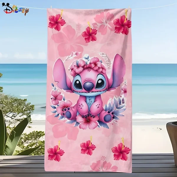 Pink Stitch Beach Towel: Adorable Flower Crown Design for Sunny Days! Suitable for towels, bath towels, beach towels, gifts 1