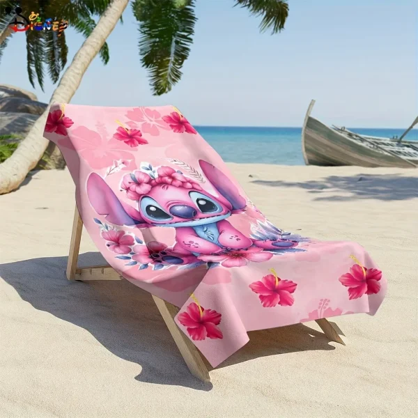 Pink Stitch Beach Towel: Adorable Flower Crown Design for Sunny Days! Suitable for towels, bath towels, beach towels, gifts 3