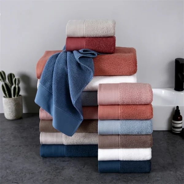 New Pure Cotton Towel Absorbent Adult Face Towels Solid Color Soft Water Absorption Hand  Towel For Bathroom Washcloth 1