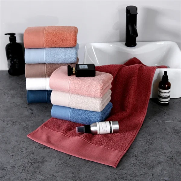 New Pure Cotton Towel Absorbent Adult Face Towels Solid Color Soft Water Absorption Hand  Towel For Bathroom Washcloth 3