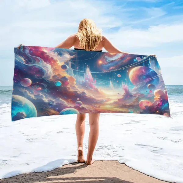 Cool Starry Universe Planet Art Towel Microfiber Beach Towel Absorbent Quick dry Yoga Swimming Resort Mountain Climbing Towel 2