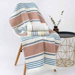 70x140cm Thickened 100%Cotton BathTowel Premium Striped Waffle Towel AdultKids Home super-Soft absorbent Not shedding hair Towel 1