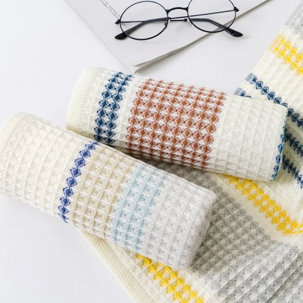 70x140cm Thickened 100%Cotton BathTowel Premium Striped Waffle Towel AdultKids Home super-Soft absorbent Not shedding hair Towel 4