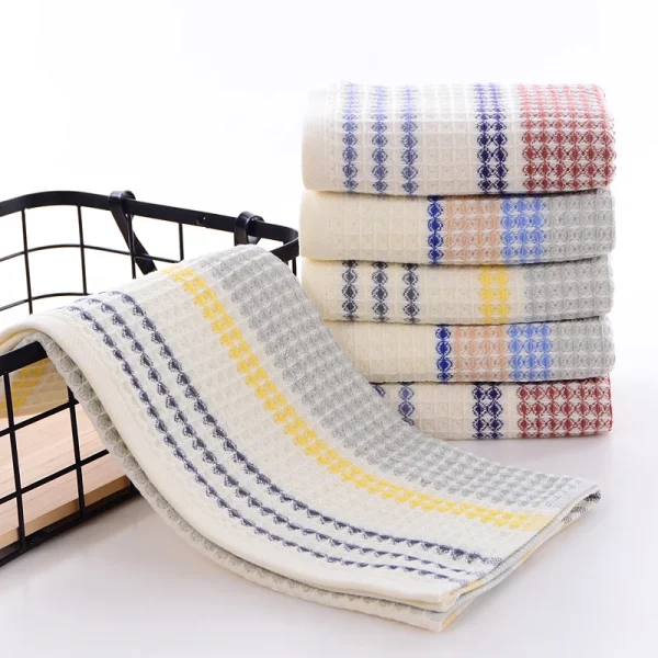 70x140cm Thickened 100%Cotton BathTowel Premium Striped Waffle Towel AdultKids Home super-Soft absorbent Not shedding hair Towel 5