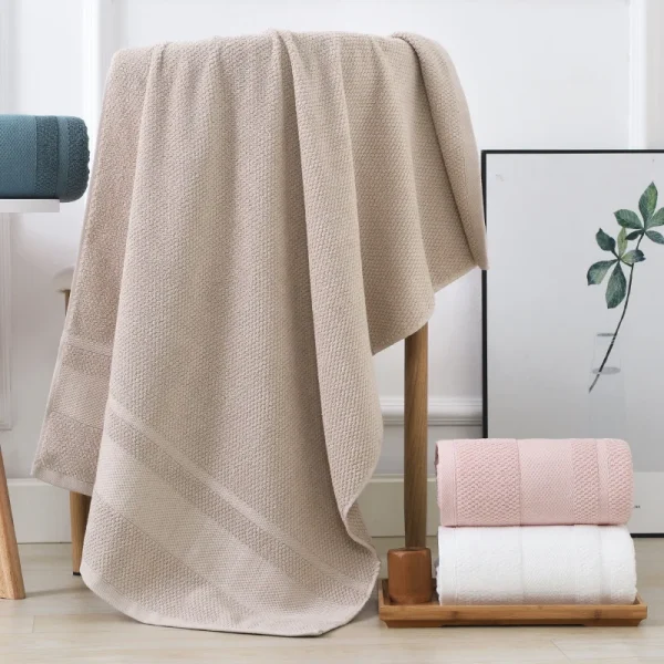 Cotton bath towel, bath wrap, household couple, soft and absorbent adult beach towel, not easy to shed wool, gauze bath towel 5