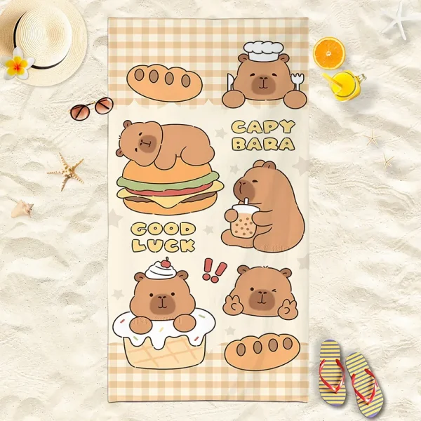 2025 New Capibara Beach Towel Cute Capybara Soft Beach Towel Microfiber Cartoon Printed Towel Comfortable Soft Beach Towel 2
