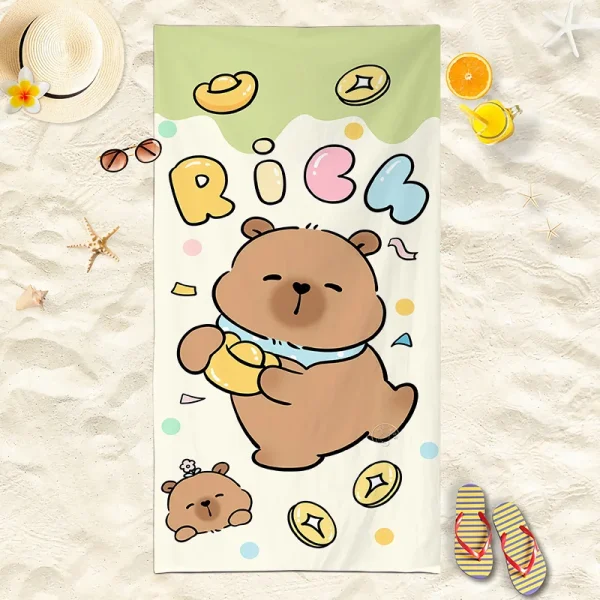 2025 New Capibara Beach Towel Cute Capybara Soft Beach Towel Microfiber Cartoon Printed Towel Comfortable Soft Beach Towel 5