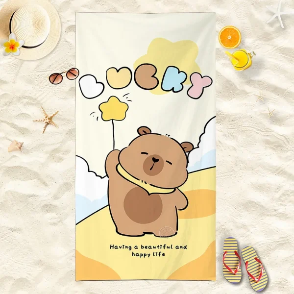 2025 New Capibara Beach Towel Cute Capybara Soft Beach Towel Microfiber Cartoon Printed Towel Comfortable Soft Beach Towel 6
