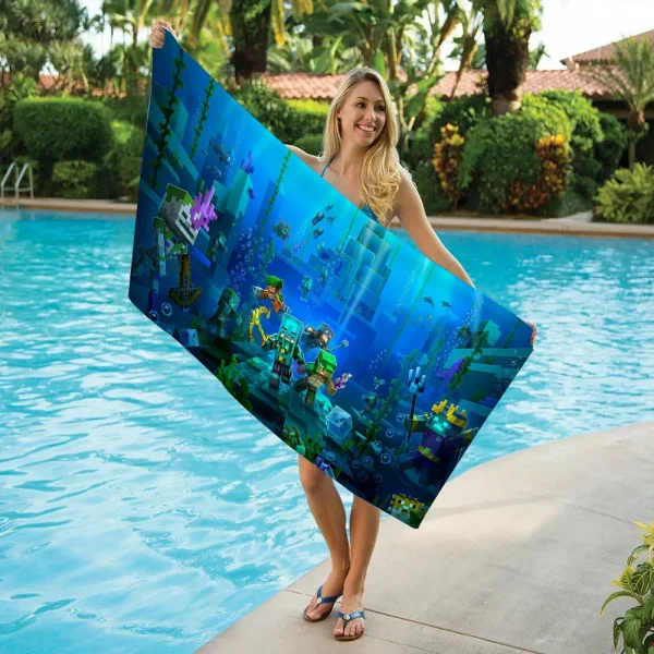 Minecraft Spa Large Bath Towels Bathroom Bathrobe Girl Beach Towel Robe Quick Drying Size Christmas Bathing Adults Anime Home 2