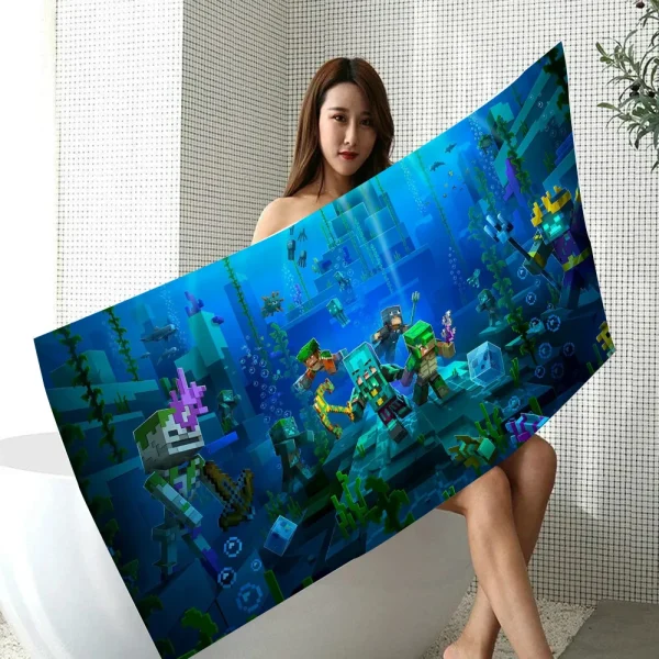 Minecraft Spa Large Bath Towels Bathroom Bathrobe Girl Beach Towel Robe Quick Drying Size Christmas Bathing Adults Anime Home 4
