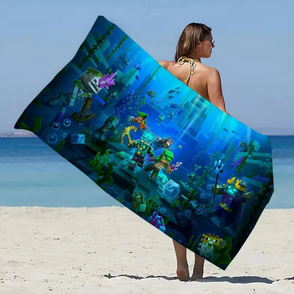 Minecraft Spa Large Bath Towels Bathroom Bathrobe Girl Beach Towel Robe Quick Drying Size Christmas Bathing Adults Anime Home 5