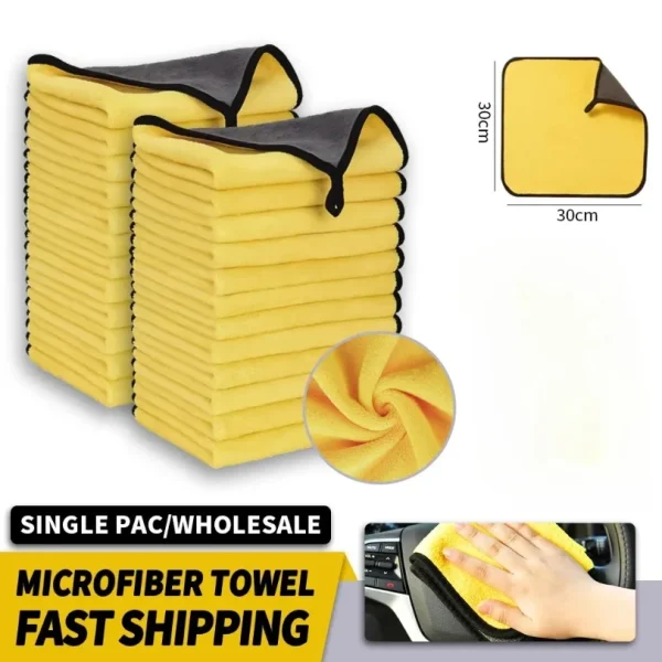 3/5/10Pcs Car Wash Microfiber Towel 30*30CM / 30*60cm Car Cleaning Drying Cloth  Care Cloth Car Wash Towel  Kitchen Towel 2