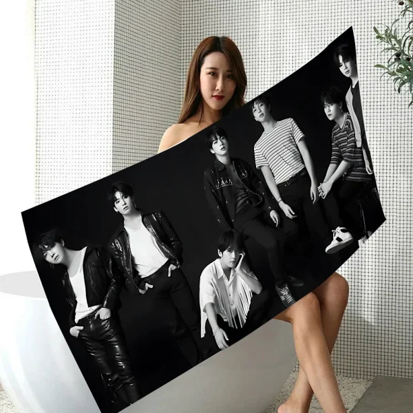 Anime Bath Towel Kpop B-BTS Beach Towels Bathroom Bathrobe Girl Spa Large Size Christmas Bathing Adults Robe Home Textile Garden 4