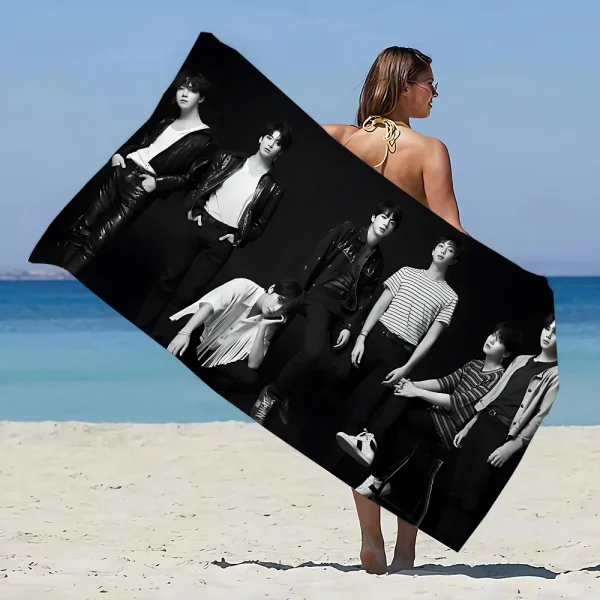 Anime Bath Towel Kpop B-BTS Beach Towels Bathroom Bathrobe Girl Spa Large Size Christmas Bathing Adults Robe Home Textile Garden 5