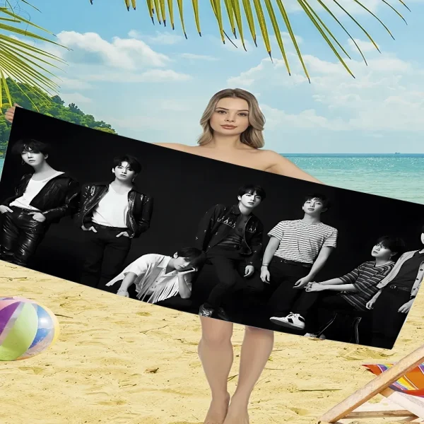Anime Bath Towel Kpop B-BTS Beach Towels Bathroom Bathrobe Girl Spa Large Size Christmas Bathing Adults Robe Home Textile Garden 6