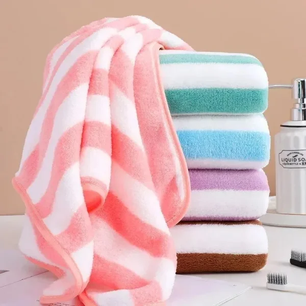 35x75cm Stripes Absorbent Quick Drying Bath Towel Sets Soft Adults Face Hand Towels Bathroom Microfiber Swim Bath Towels 1