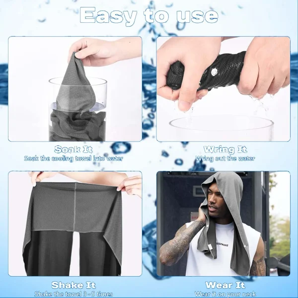 Quick Drying Sports Towel U-shaped Hoodie Cooling Towel Sun Protection Beach Cool Towel for Camping Gym Swimming Running Yoga 3