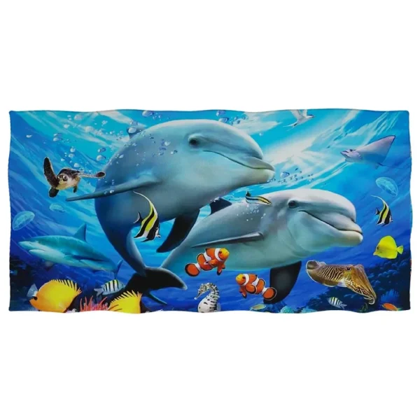Cute Dolphin Printed Beach Towel for Adults Kids Soft Water Absorbing Breathable Bath Towel for Summer Surf Travel Towel Blanket 2