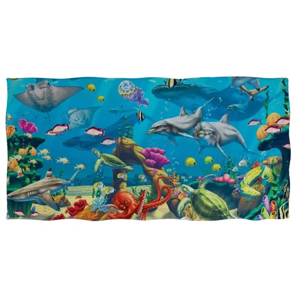 Cute Dolphin Printed Beach Towel for Adults Kids Soft Water Absorbing Breathable Bath Towel for Summer Surf Travel Towel Blanket 4